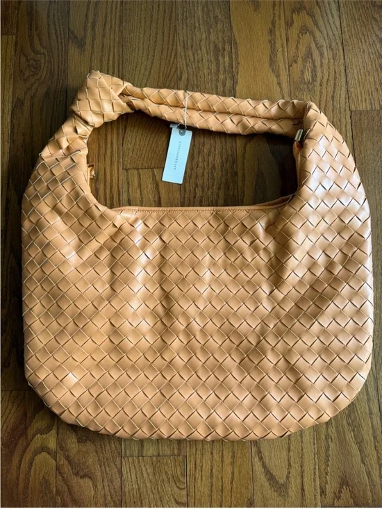 NWT Anthropologie Melie Bianco Brigitte Oversized Woven Hobo Bag Peach