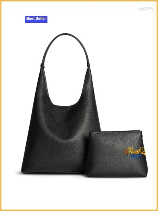 Vegan Leather Slouchy Hobo Bag for Women Large Shoulder Purse with Mini Bag Set