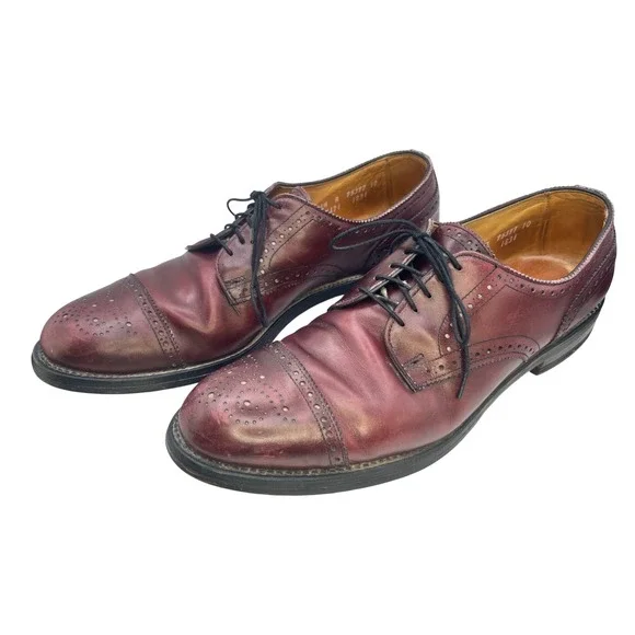 Allen‎ Edmonds Lexington Burgundy Leather Cap Toe Wingtip Derby Shoes 11.5 R