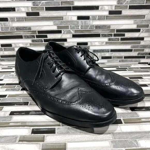 Cole Haan Grand OS C23793 Jefferson Leather Black Wingtip Shoes Mens Size‎ 13 M