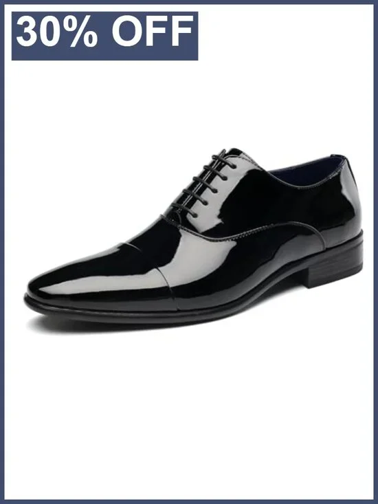 Men's Patent Leather Lace-Up Oxford Dress Shoes Formal
