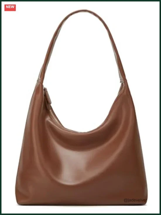 Slouchy PU Leather Hobo Bag Women Crescent Shoulder Crossbody Purse Trendy Tote