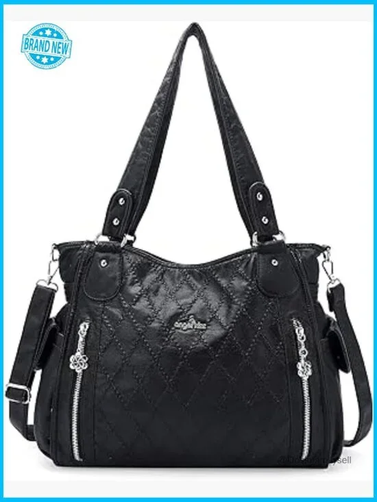 Top-Handle Hobo Purse Roomy Casual Shoulder Bag PU Tote Satchel
