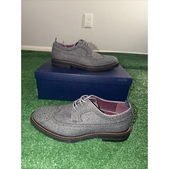 Marc Nolan August Wingtip Lace Up Dress Shoes Men's Size 7 Gray Leather Oxford