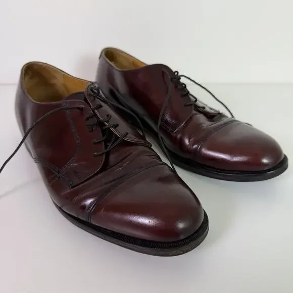 Vintage Cole Haan Burgundy Leather Cap Toe Derby Mens 11D Classic Dress Shoe USA