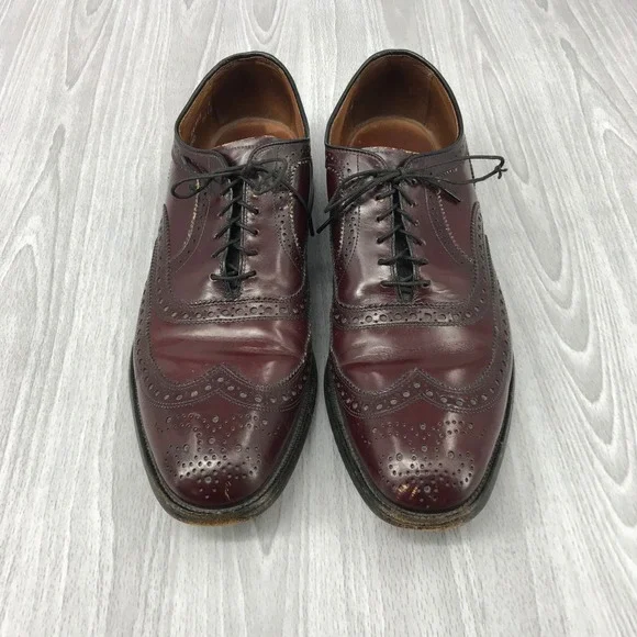 Allen Edmonds McAllister Burgundy Wingtip Oxford Dress Shoes Mens 10 C 6215