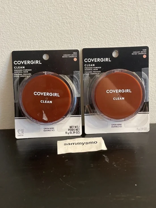 COVERGIRL Clean Pressed Powder 150 CREAMY BEIGE Original Talc x2