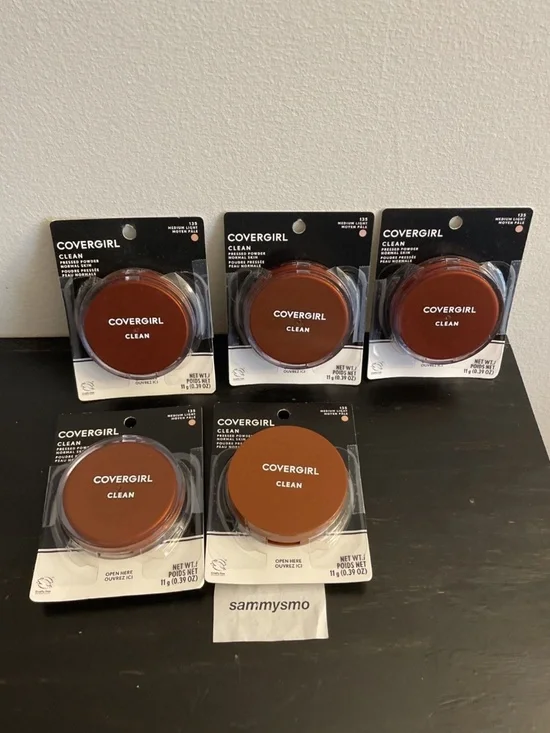 Covergirl Clean Pressed Powder 135 Medium Light, x5 with talc SEE DESCRIPTION