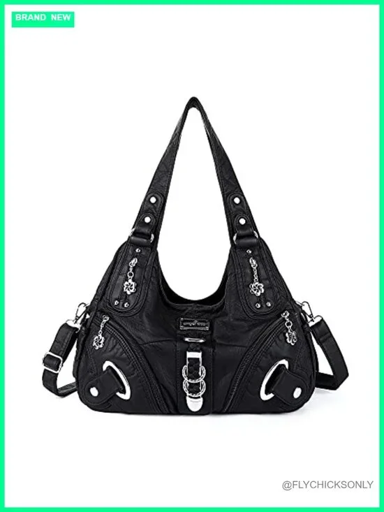 Large Hobo Shoulder Bag Faux Leather Convertible Laptop Tote