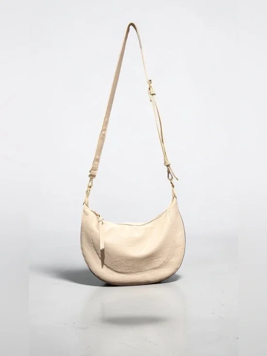 Antik Kraft Noelia Slouchy Hobo Leather Shoulder Crossbody Bag in Bone