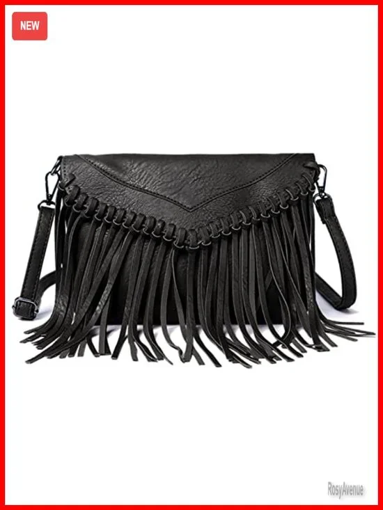 Vintage Fringe Purse Hobo Bag Women Vegan Leather Tassel Crossbody Shoulder Bag