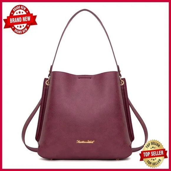 Medium Hobo Purse with Crossbody Strap, Premium PU Leather, Spacious Interior