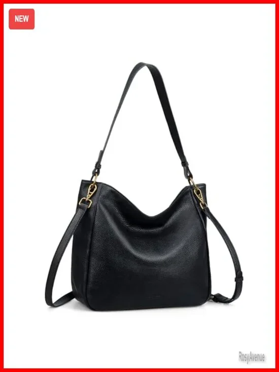 Genuine Leather Hobo Crossbody Bag Women Vintage Soft Shoulder Handbag 2 Straps