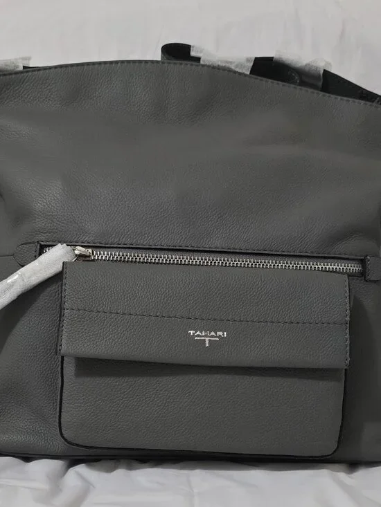Tahari Riley Hobo Bag NWT Gray Pebbled Leather Crossbody Shoulder Purse New