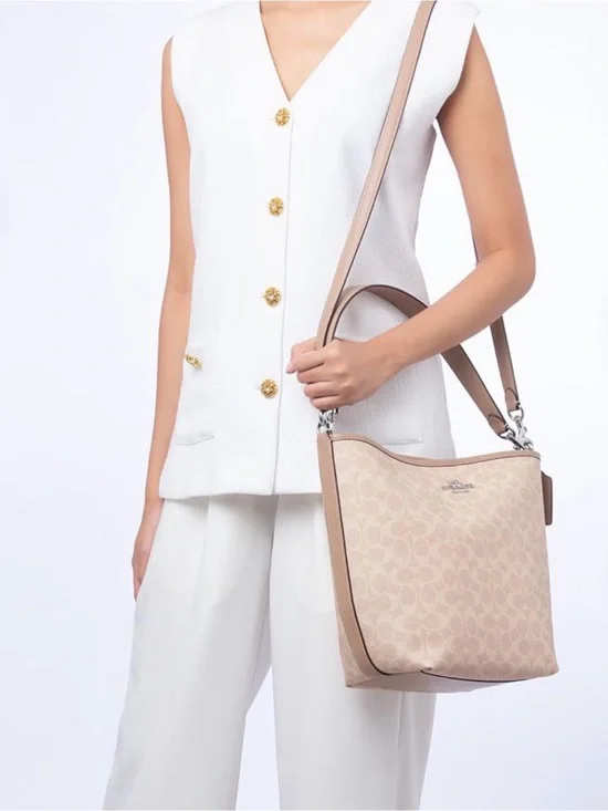 Coach City Large Bucket Bag CT802 Signature Canvas Brown Crossbody
