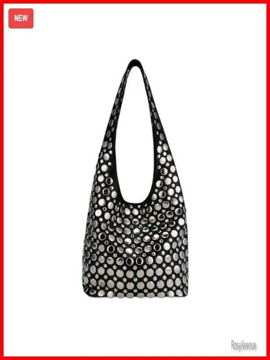 Studded Y2K Hobo Bag Punk PU Leather Shoulder Handbag