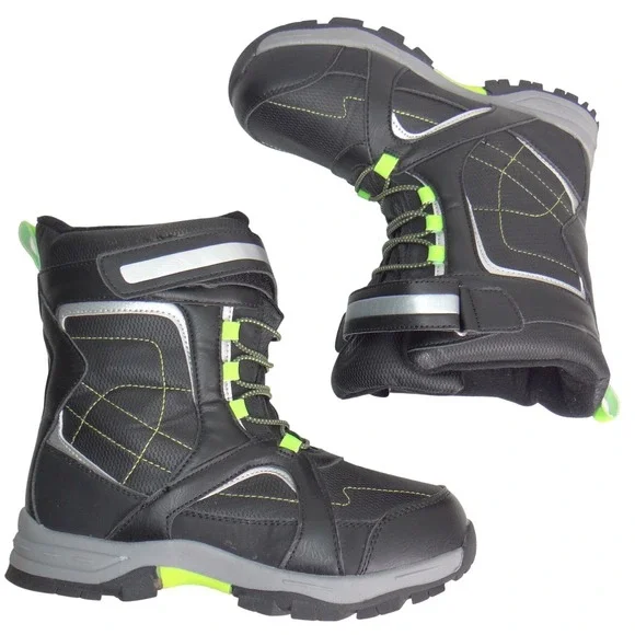 Totes Shaun Youth Black Neon Green 200g Thinsulate Water Resistant Snow Boots‎ 5