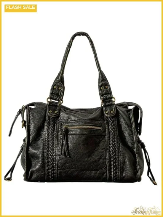 Vegan Leather Tote Hobo Bag Y2K Grunge Washed Purse Slouchy Shoulder Crossbody