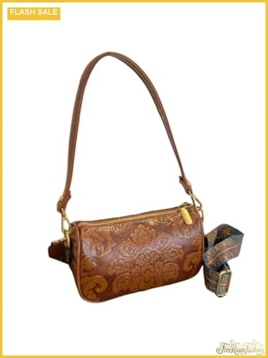 Women's PU Leather Floral Crossbody Hobo Bag Zipper Closure Square Shoulder