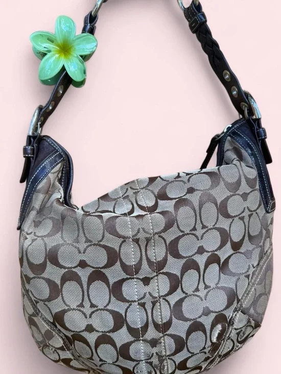 Coach Signature Canvas Hobo in Brown and Beige