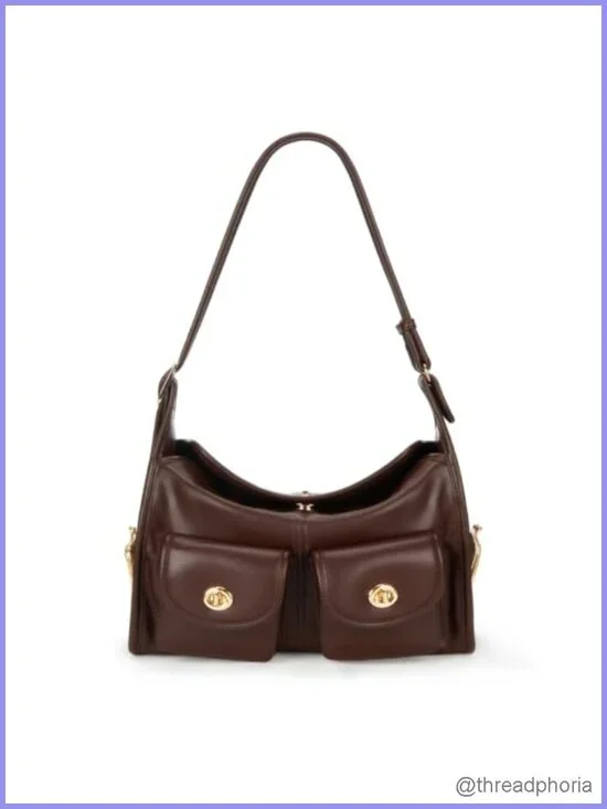 Turn Lock Hobo Bag Women Multi-Pocket Tote Crossbody Faux Leather Work Purse