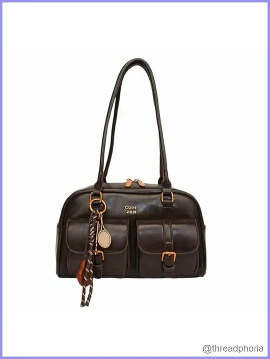 Vintage Hobo Shoulder Bag Faux Leather Y2K Purse Casual Handbag