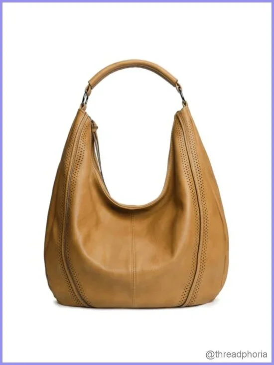 Faux Leather Hobo Shoulder Tote Bag with Adjustable Crossbody Strap