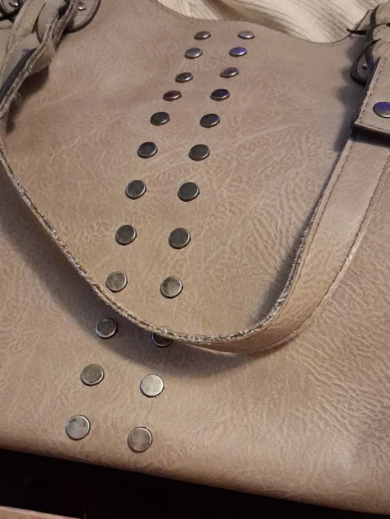 Source Unknown Taupe Studded Hobo Shoulder Bag