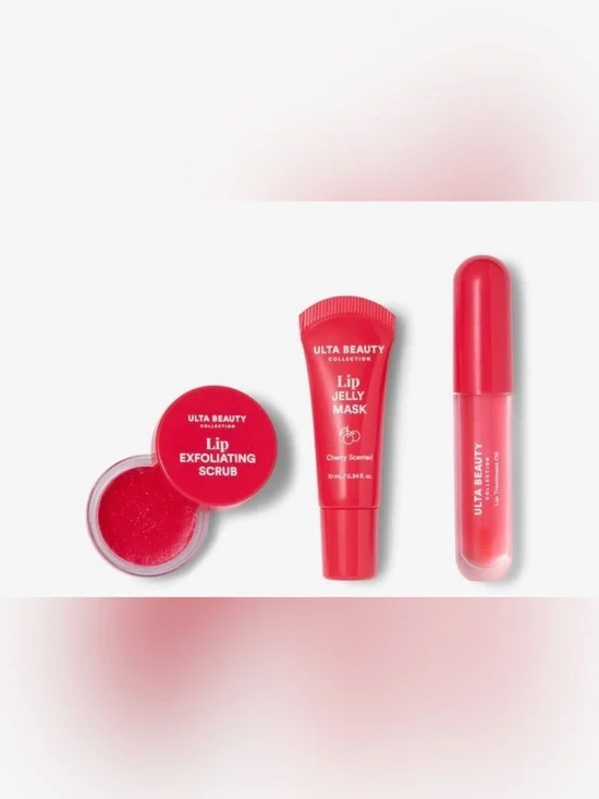 Ulta Beauty Red Lip Trio – Exfoliating Scrub, Jelly Mask & Gloss