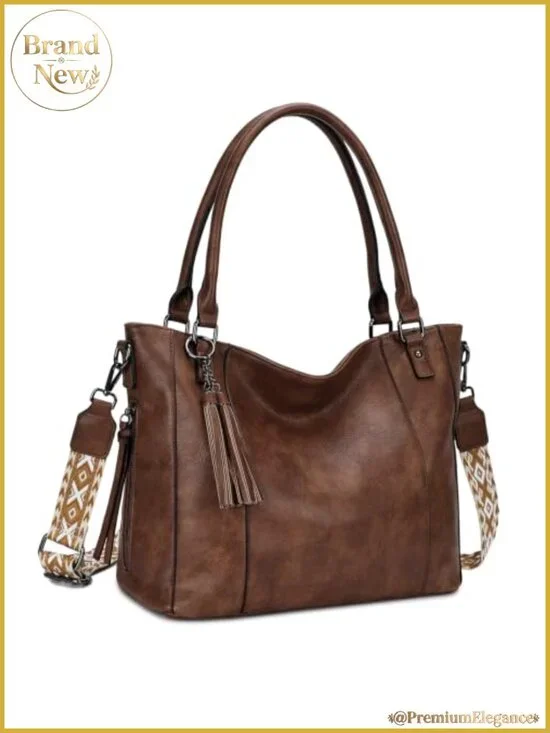 Vegan Leather Hobo Bag with Guitar Strap Tote Purse Slouchy Boho