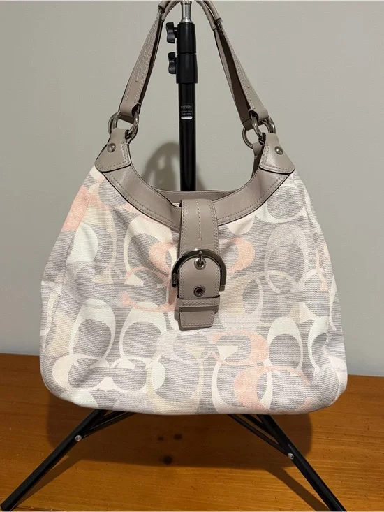 Coach SoHo Optic Lynn Signature Hobo Bag with Leather Trim