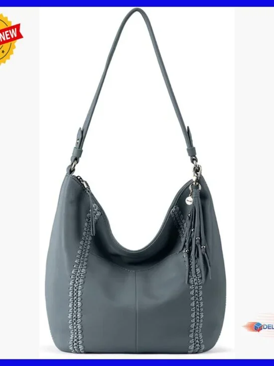 Leather Hobo Bag with Multiple Pockets, Everyday Shoulder Purse