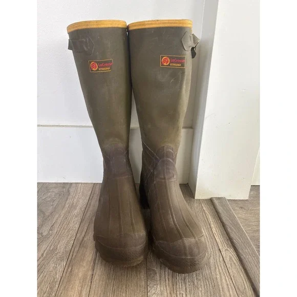 LaCrosse Outdoorsman Rubber Boots Mens 9 Green Waterproof Steel Shank USA Made