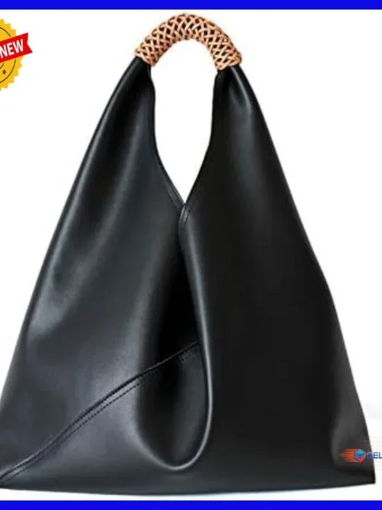 Genuine Cowhide Leather Hobo Shoulder Bag Slouchy Tote Large Capacity