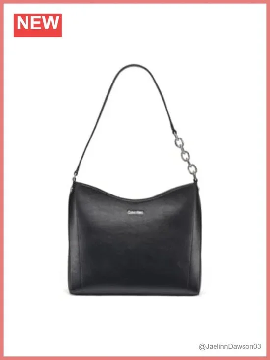 Vegan Leather Hobo Shoulder Bag with Chain Detail