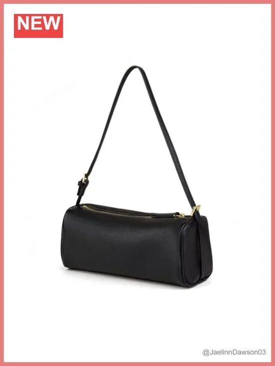 Premium Full Grained Leather Hobo Barrel Crossbody Bag with Adjustable Strap