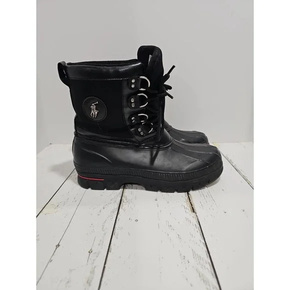 Polo Ralph Lauren Black Lace Up Winter Snow Boots Mens Size 11