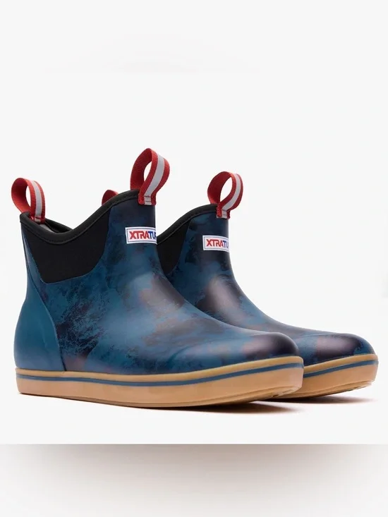 XtraTuf MEN'S ANKLE DECK BOOT  NAVY/ROGUE WAVE