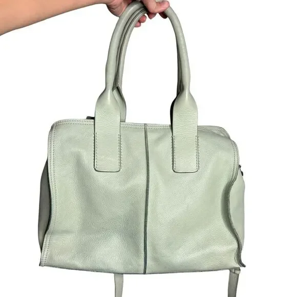 Lucky Brand Light Aqua Supple Leather Slouchy Hobo Tote With Crossbody Strap