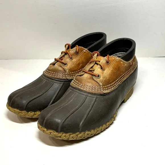 LL Bean Gum Shoes Men 9 Brown Shearling Lined‎ Duck Boots Maine Made