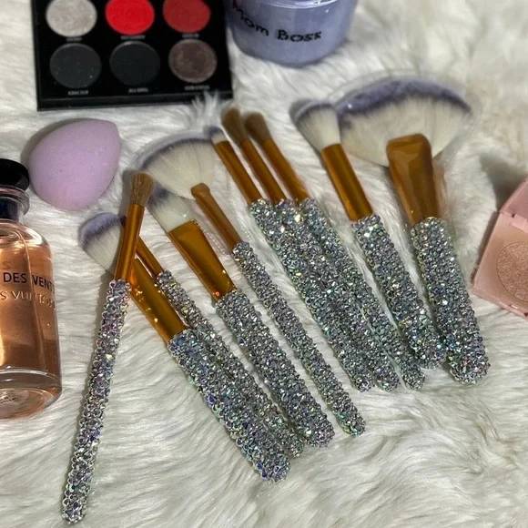New bedazzled Makeup brushes set. Fully bling. Handmade