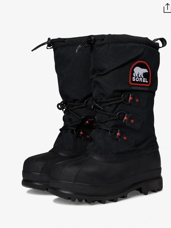 Sorel Men's Black Tall Waterproof Snow Boots with Red Accents