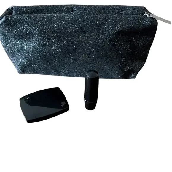 Lancôme 3 Piece Gift Set Sparkle Bag Red Lipstick Powder Blush