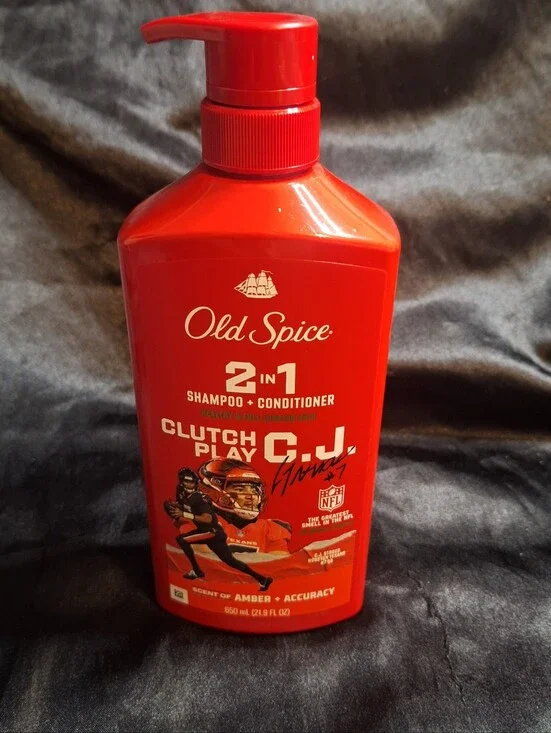 Old Spice Clutch Play~C.J. Stroud~2-in-1 Shampoo & Conditioner 21.9 oz~NFL~Texan