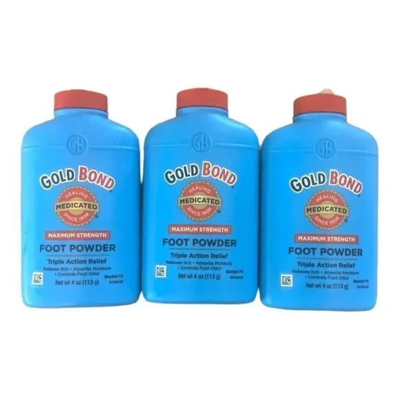 Gold Bond Medicated Foot Powder Maximum Strength with TALC 4 oz Lot of 3 Menthol