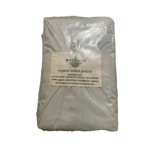 West Elm Green Organic Cotton Standard Pillow Sham Sea‎ Light Blue NEW