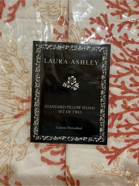 Laura Ashley Coral and Cream  Pillow Shams - Set of Two