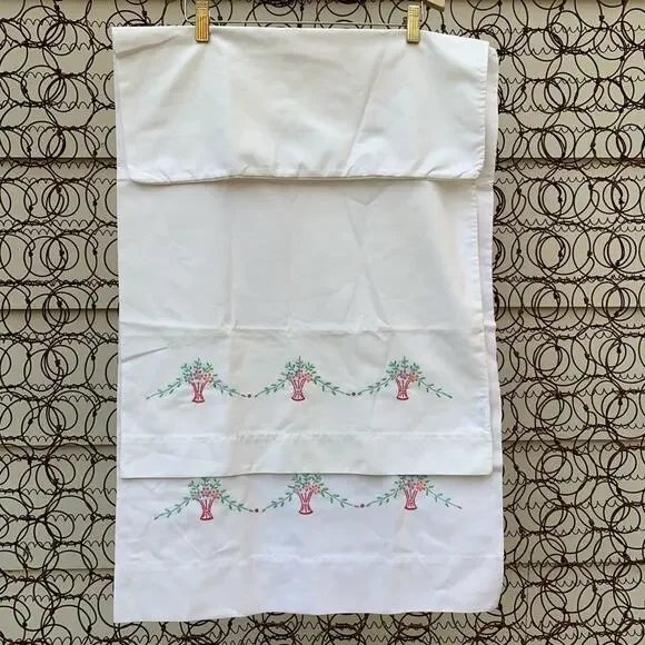 Vintage Dan River embroidered pillowcases