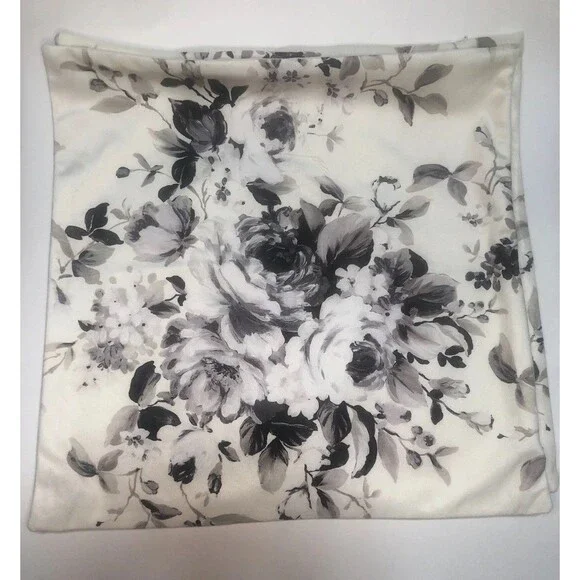 Black And White Flowers Pillow Case 17x17 2count House Decor