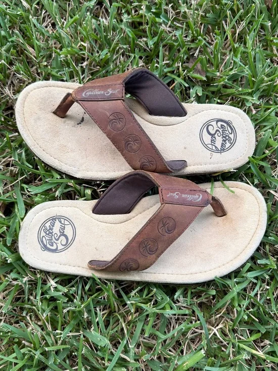 Caribbean Kids Brown and Tan Flip Flop Sandals